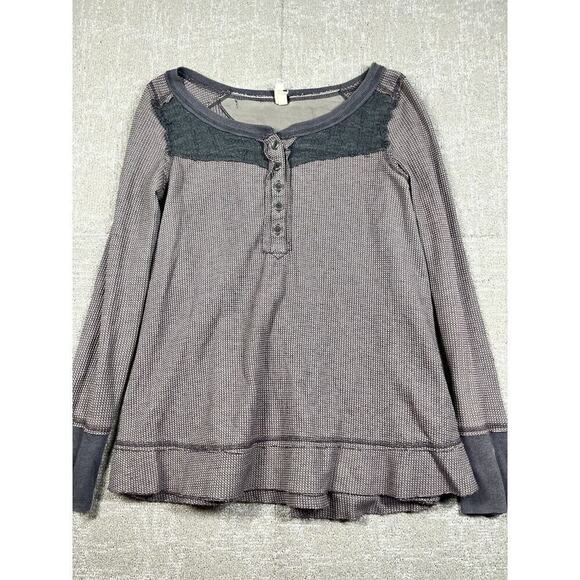 Free People Lace Thermal Long Sleeve Boho Top Size M - Picture 1 of 8